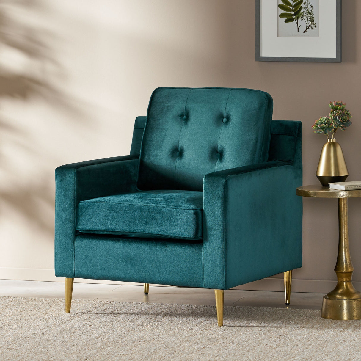Hanlon Modern Glam Tufted Velvet Club Chair by Christopher Knight Home