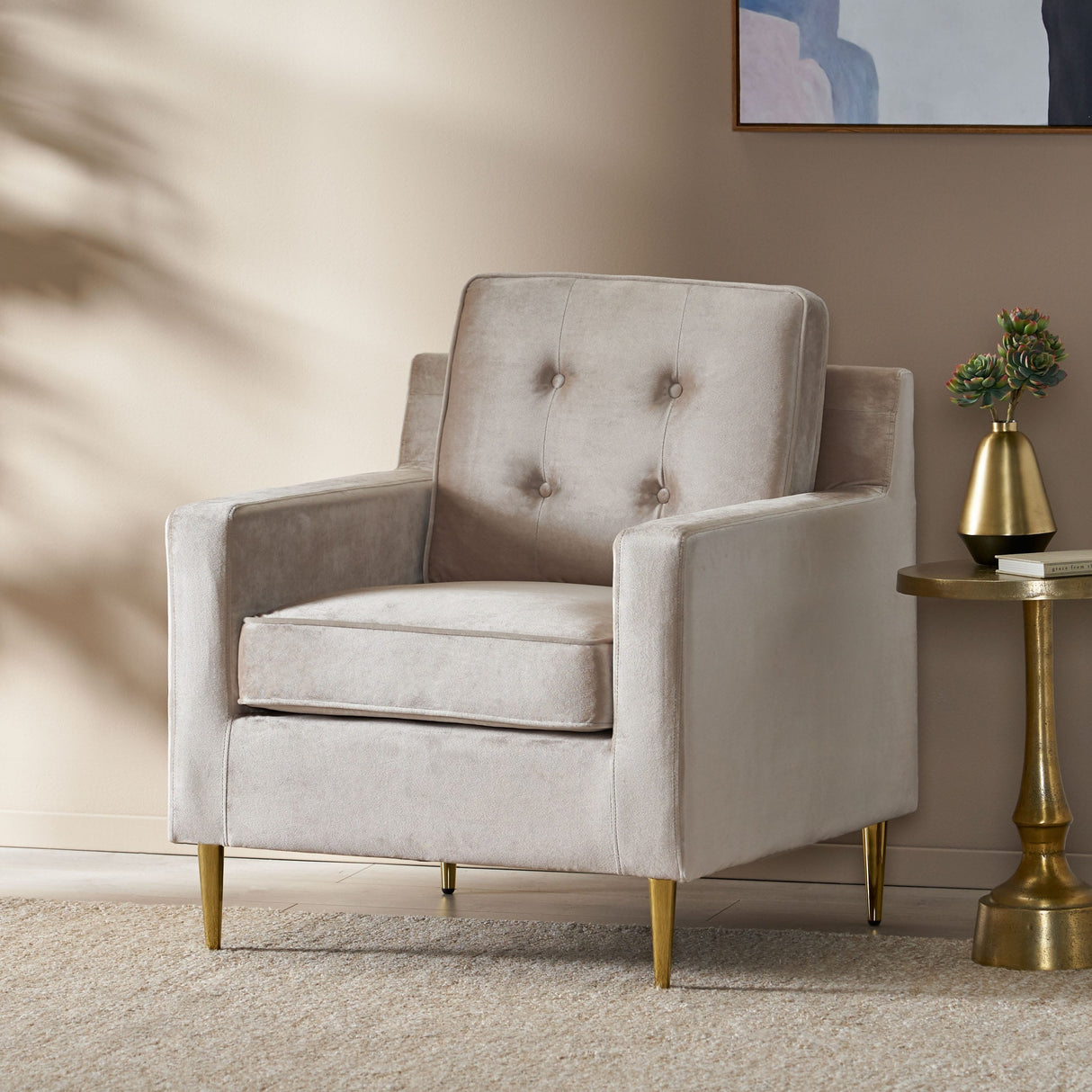 Hanlon Modern Glam Tufted Velvet Club Chair by Christopher Knight Home