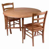 Hannah 3-Pc Drop Leaf Table with Ladder-back Chairs, Light Oak - Light Oak