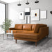 Hannah Mid-Century Modern Living Room Top Leather Corner Sectional Couch in Cognac Tan