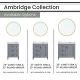 Hanover Ambridge 31-In. Bathroom Vanity Set includes Sink, Countertop, plus Cabinet w/1 Door, 3 Drawers & Accent Mirror, Gray