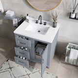 Hanover Ambridge 31-In. Bathroom Vanity Set includes Sink, Countertop, plus Cabinet w/1 Door, 3 Drawers & Accent Mirror, Gray