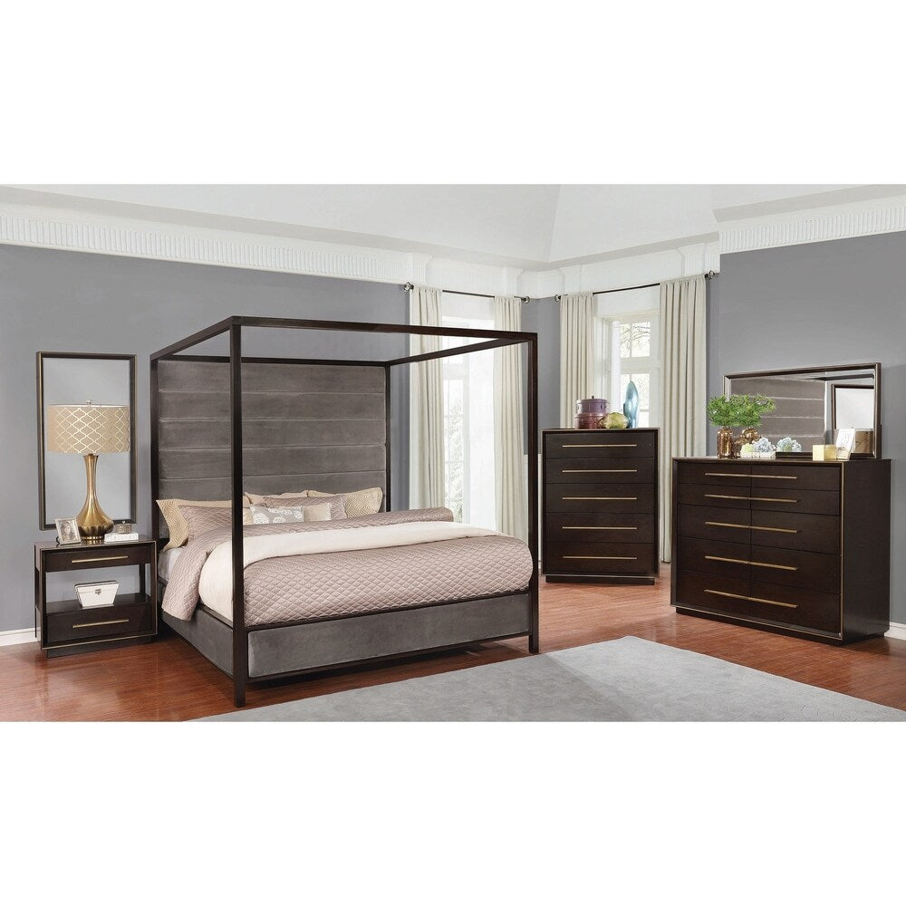 Hanover Smoked Peppercorn 2-piece Canopy Bedroom Set with Nightstand