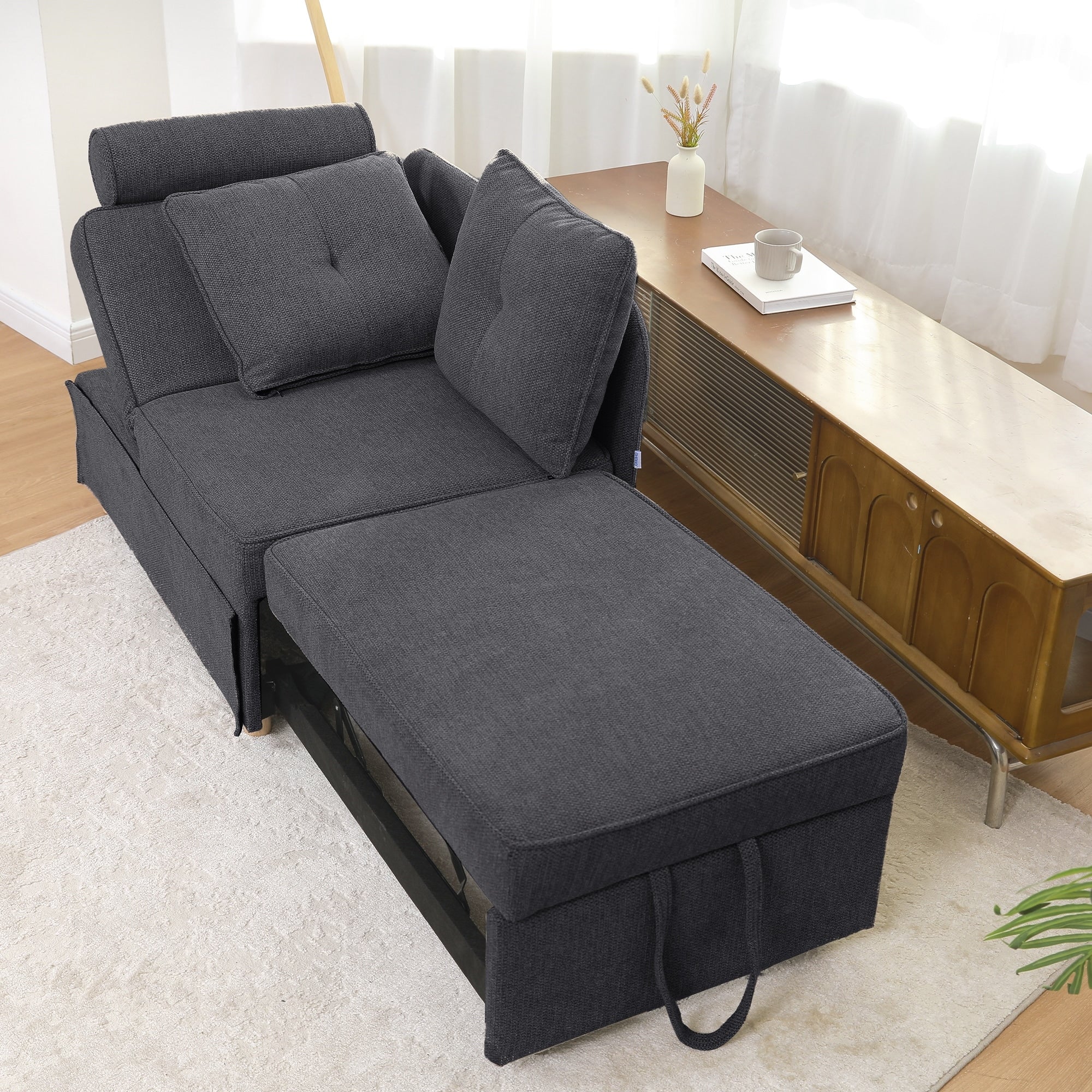 Hansabenne 4 in 1 Multi-Function Folding Sofa Folding Bed Single Futon Couch Guest Bed with 2 Throw Pillows Hansabenne 4 in 1 Multi-Function Folding Sofa Folding Bed Single Futon Couch Guest Bed with 2 Throw Pillows