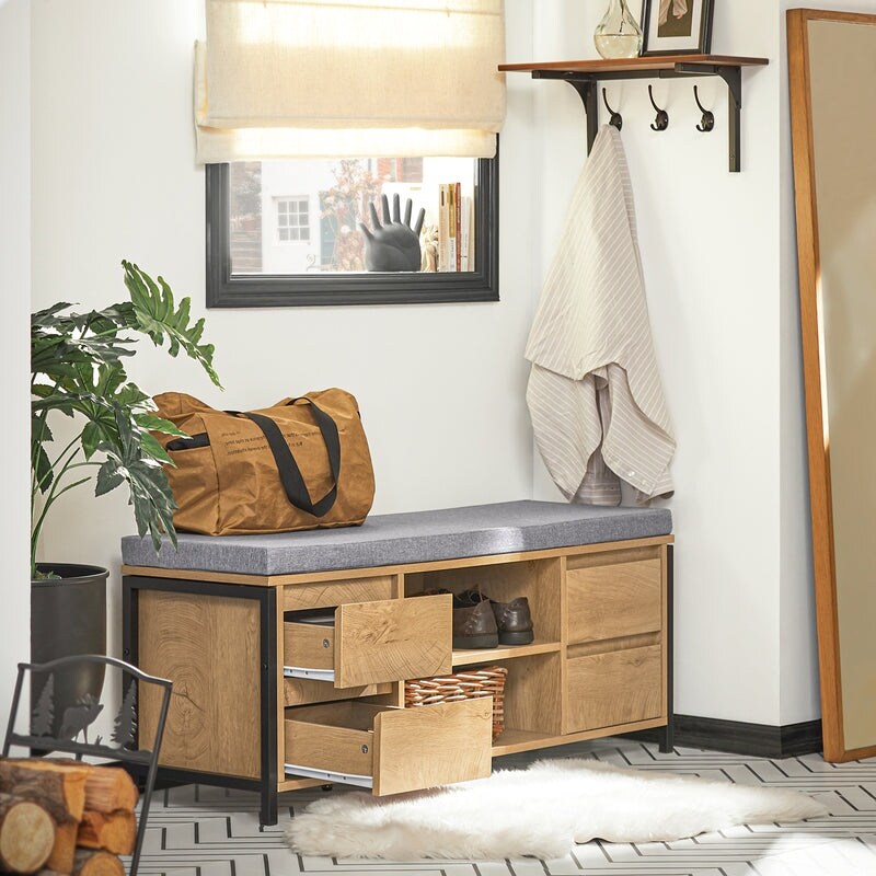 Haotian FSR149-N, Hallway Shoe Cabinet Rack Storage Bench