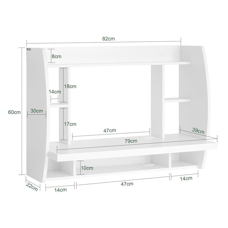 Haotian FWT18-W, Wall-mounted Table Desk with Shelves and Drawers