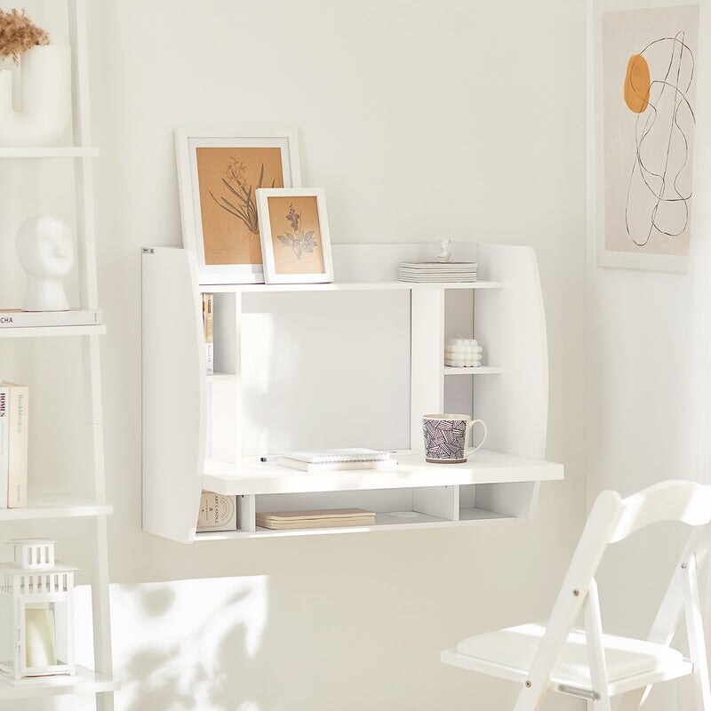 Haotian FWT18-W, Wall-mounted Table Desk with Shelves and Drawers
