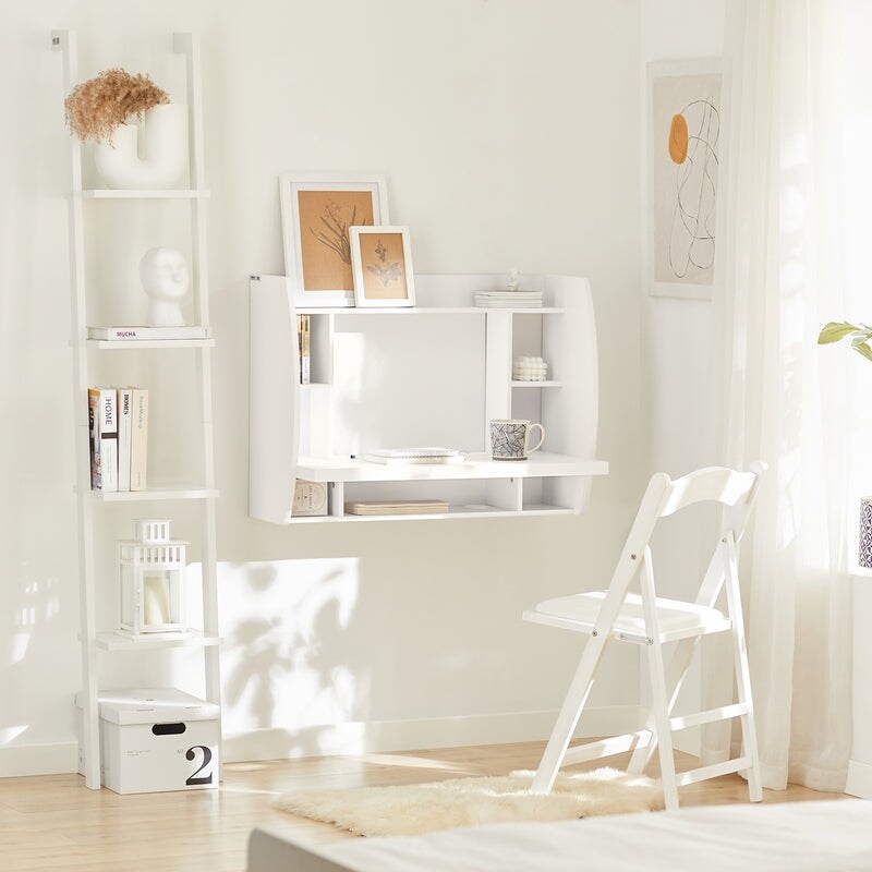 Haotian FWT18-W, Wall-mounted Table Desk with Shelves and Drawers