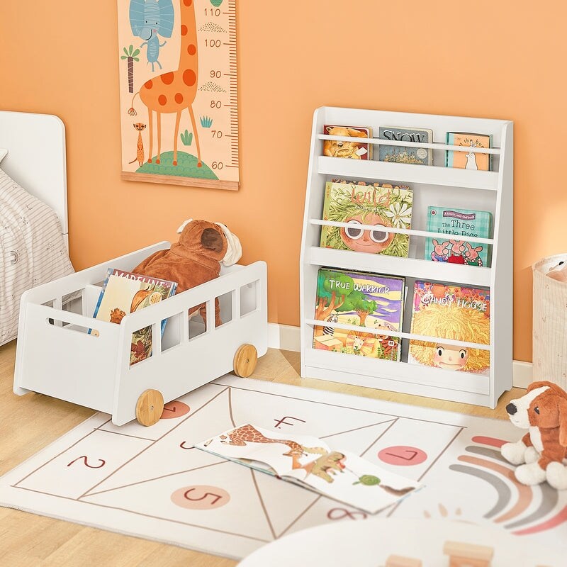 Haotian KMB45-W, Children Bookcase Toy Shelf Storage Display Rack Organizer Holder