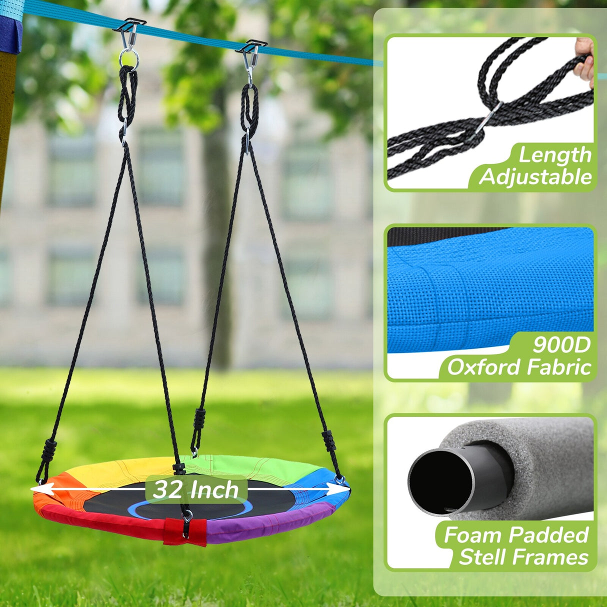 Hapfan 50ft Ninja Warrior Obstacle Course for Kids with Swing,Tree Slackline Jungle Gym Outdoor
