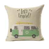 Happy Camper Pillow Cover Retro Rv Decorative Throw Cushion Case