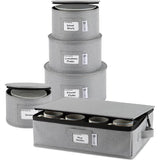 Hard Shell China Storage Containers 5-Piece Set Moving Boxes for Dinnerware, Glasses, Plates, Mugs and Saucers