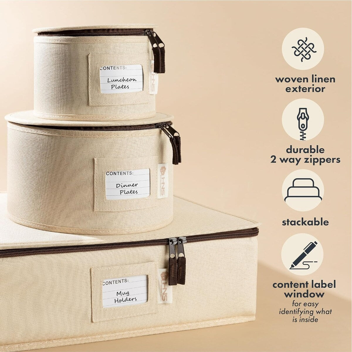 Hard Shell China Storage Containers 5-Piece Set Moving Boxes for Dinnerware, Glasses, Plates, Mugs and Saucers