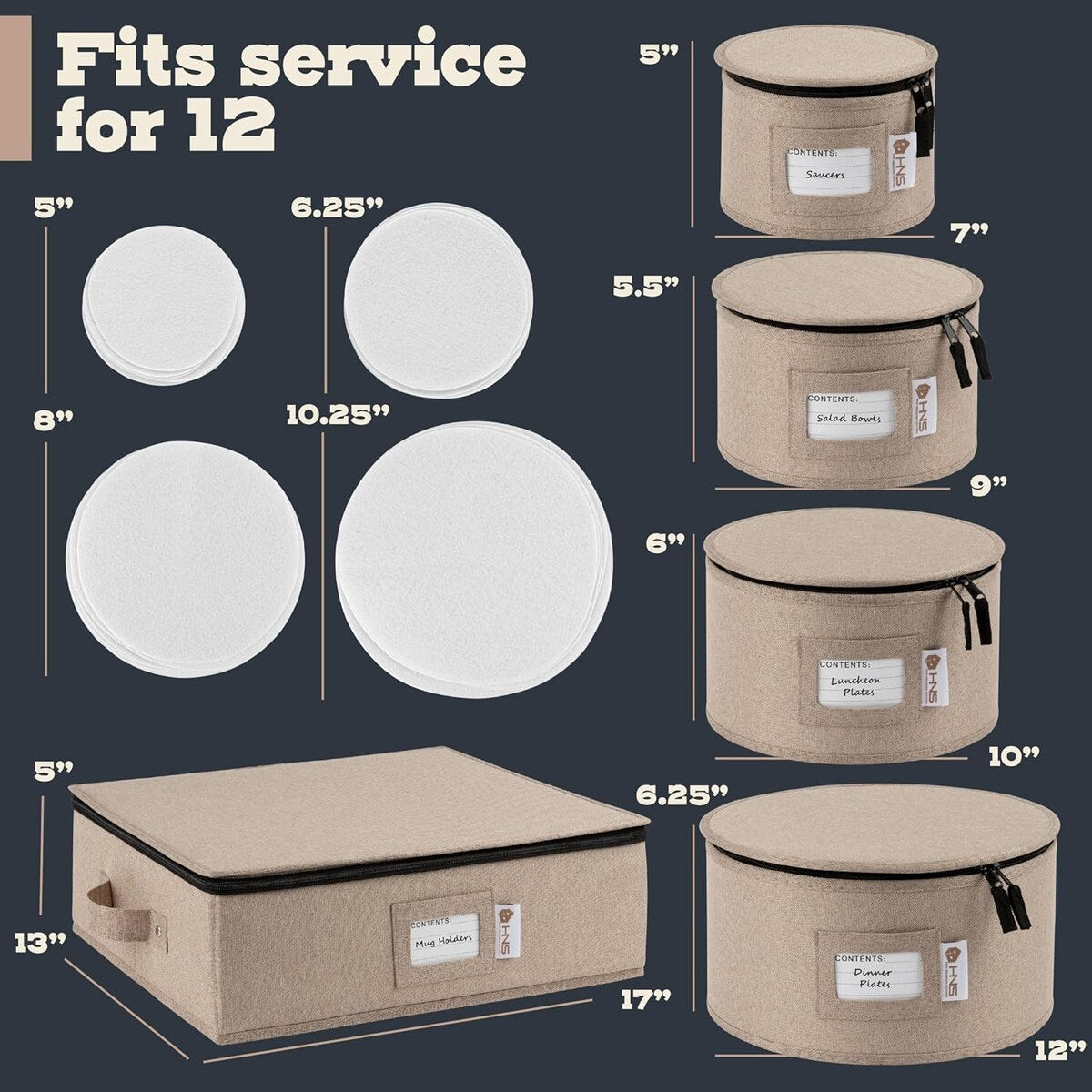 Hard Shell China Storage Containers 5-Piece Set Moving Boxes for Dinnerware, Glasses, Plates, Mugs and Saucers
