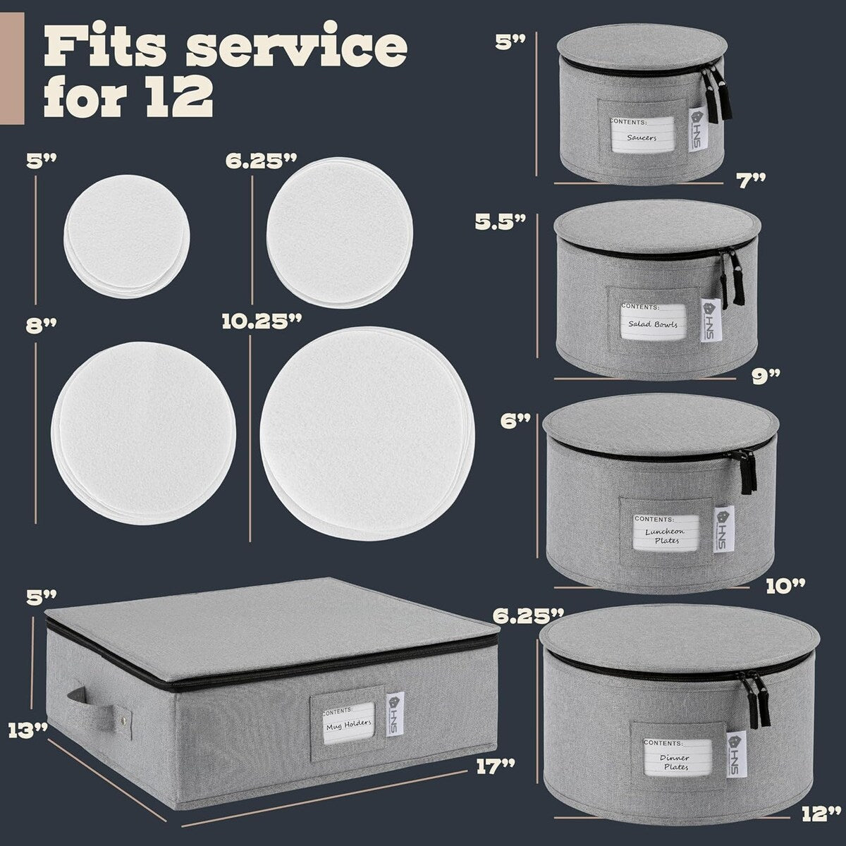 Hard Shell China Storage Containers 5-Piece Set Moving Boxes for Dinnerware, Glasses, Plates, Mugs and Saucers