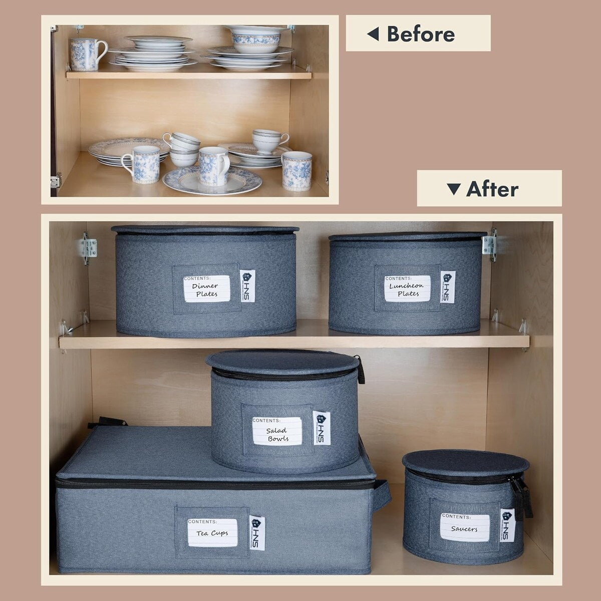 Hard Shell China Storage Containers 5-Piece Set Moving Boxes for Dinnerware, Glasses, Plates, Mugs and Saucers