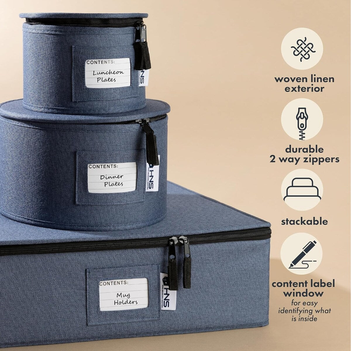 Hard Shell China Storage Containers 5-Piece Set Moving Boxes for Dinnerware, Glasses, Plates, Mugs and Saucers
