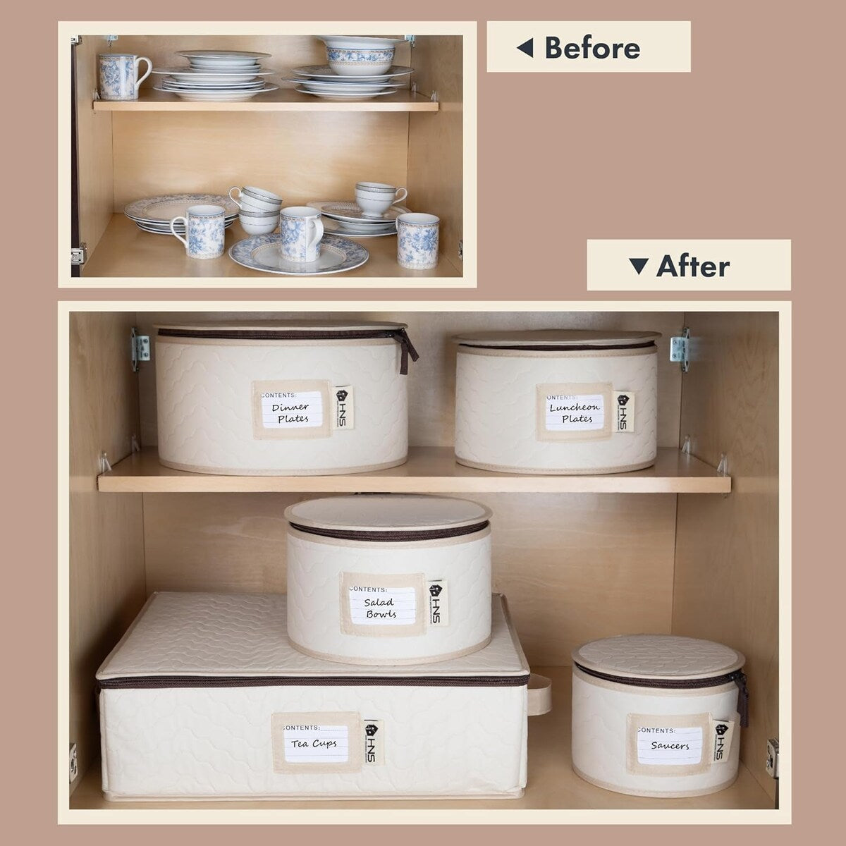 Hard Shell China Storage Containers 5-Piece Set Moving Boxes for Dinnerware, Glasses, Plates, Mugs and Saucers