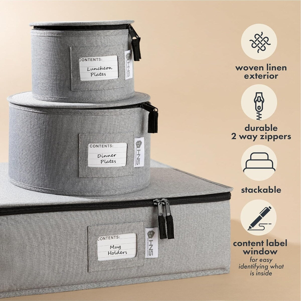 Hard Shell China Storage Containers 5-Piece Set Moving Boxes for Dinnerware, Glasses, Plates, Mugs and Saucers