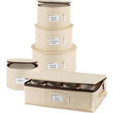 Hard Shell China Storage Containers 5-Piece Set Moving Boxes for Dinnerware, Glasses, Plates, Mugs and Saucers