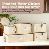 Hard Shell China Storage Containers 5-Piece Set Moving Boxes for Dinnerware, Glasses, Plates, Mugs and Saucers
