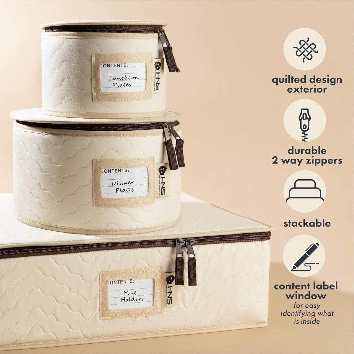 Hard Shell China Storage Containers 5-Piece Set Moving Boxes for Dinnerware, Glasses, Plates, Mugs and Saucers