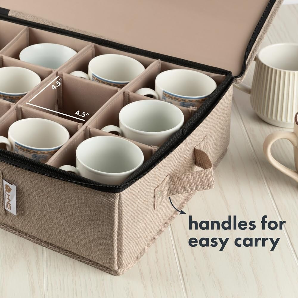Hard Shell China Storage Containers 5-Piece Set Moving Boxes for Dinnerware, Glasses, Plates, Mugs and Saucers