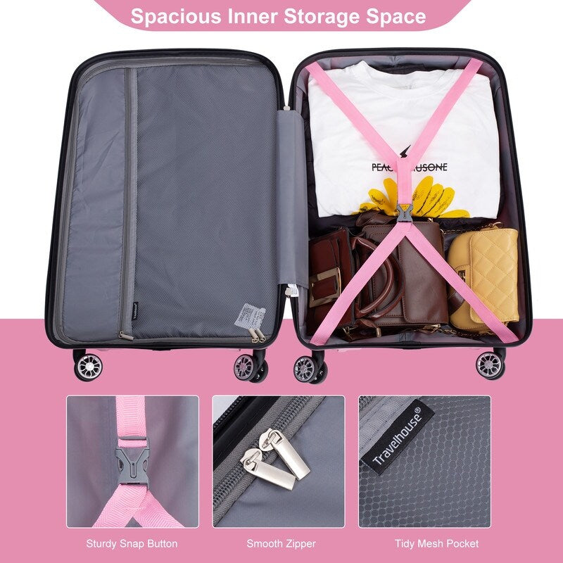 Hardshell Suitcase Double Spinner Wheels Lightweight Durable Suitcase,3-Piece Set