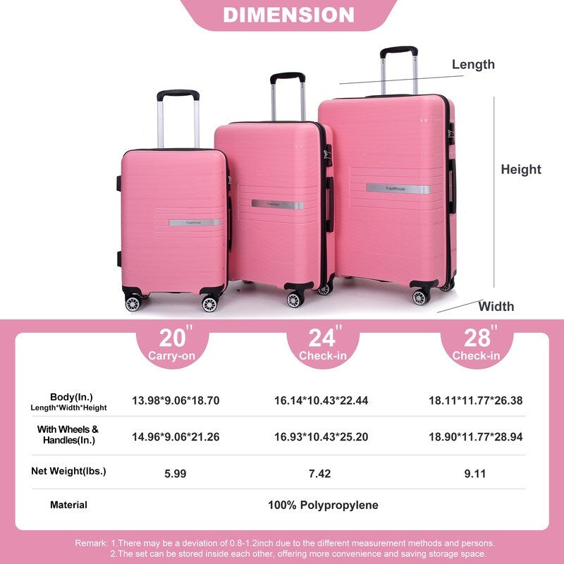 Hardshell Suitcase Double Spinner Wheels Lightweight Durable Suitcase,3-Piece Set