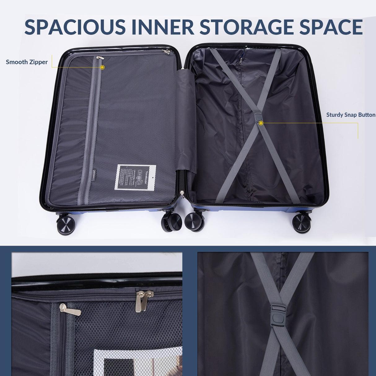 Hardshell Suitcase Spinner Wheels PP Luggage Sets Lightweight Durable Suitcase with TSA Lock,3-Piece Set (20/24/28)