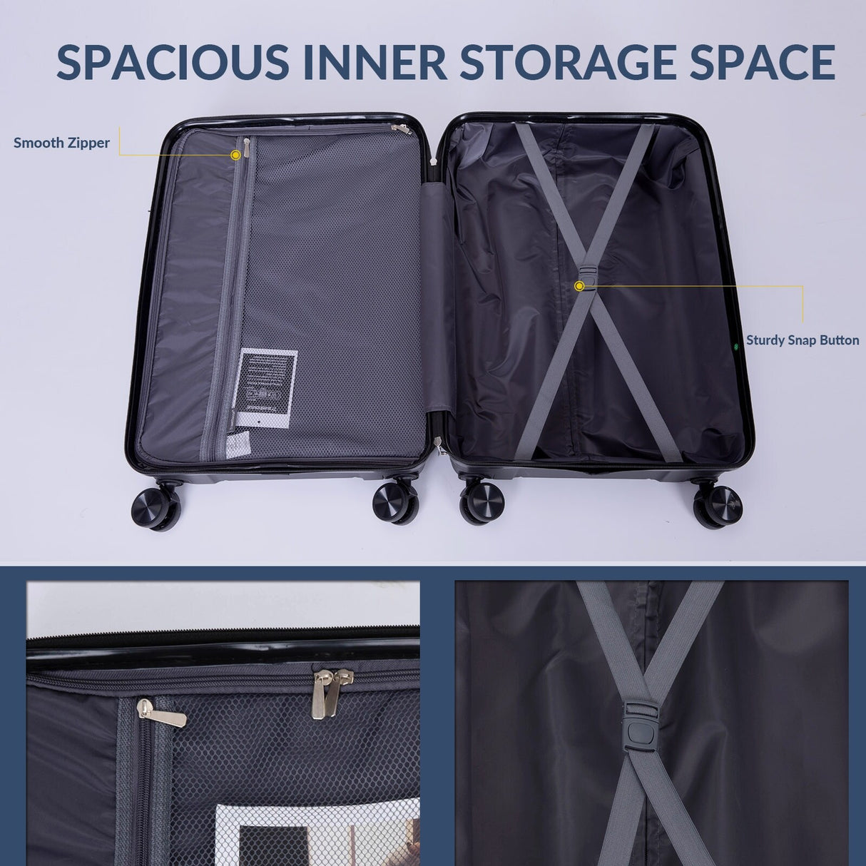 Hardshell Suitcase Spinner Wheels PP Luggage Sets Lightweight Durable Suitcase with TSA Lock,3-Piece Set (20/24/28)
