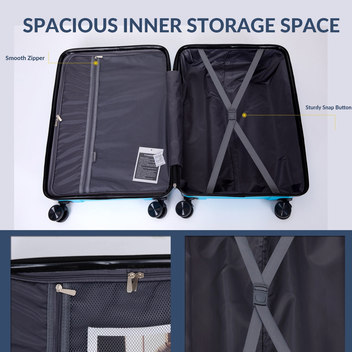Hardshell Suitcase Spinner Wheels PP Luggage Sets Lightweight Durable Suitcase with TSA Lock,3-Piece Set (20/24/28)