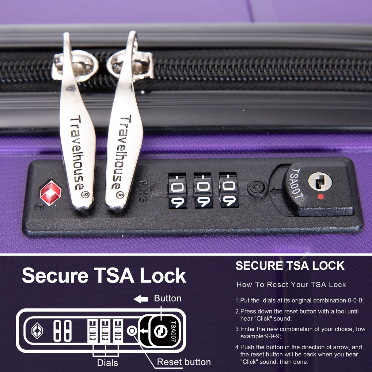 Hardshell Suitcase Spinner Wheels PP Luggage Sets Lightweight Durable Suitcase with TSA Lock,3-Piece Set (20/24/28)