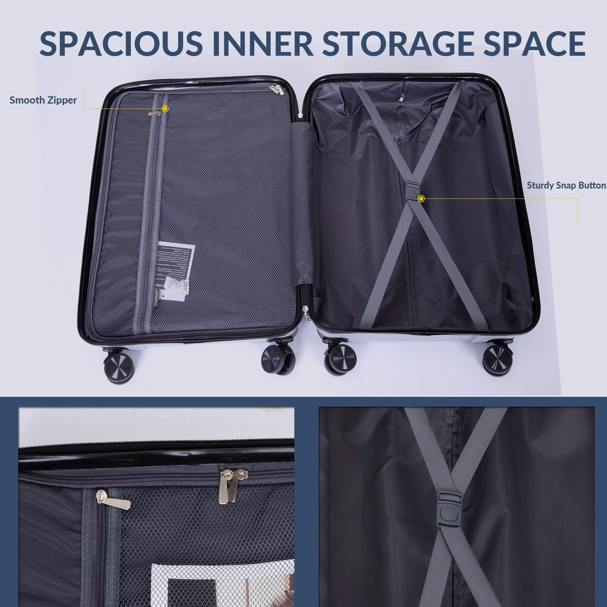 Hardshell Suitcase Spinner Wheels PP Luggage Sets Lightweight Durable Suitcase with TSA Lock,3-Piece Set (20/24/28)