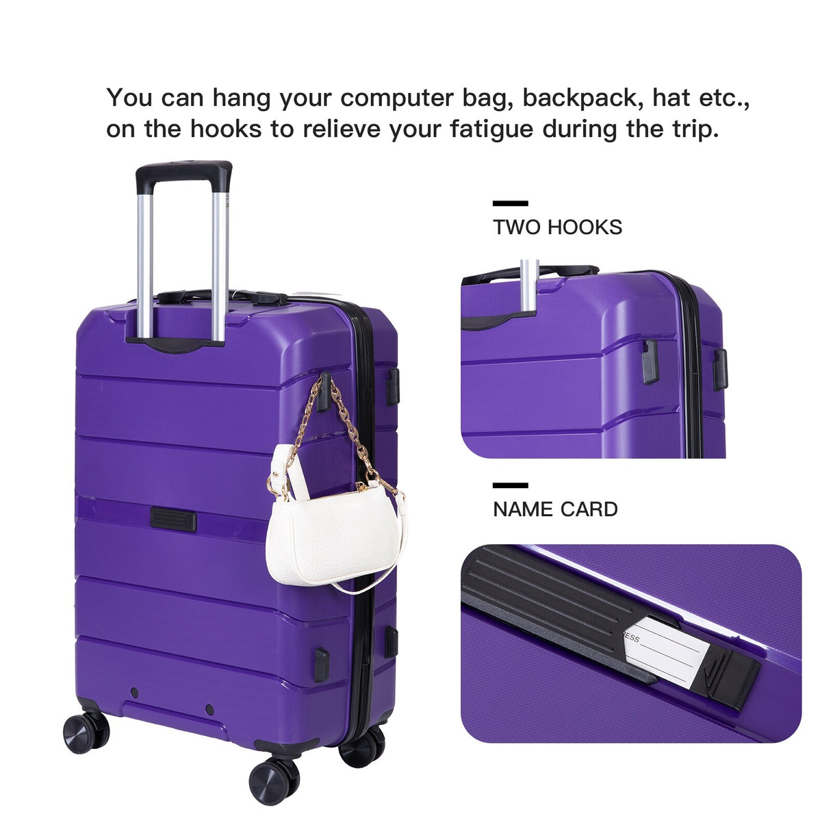 Hardshell Suitcase Spinner Wheels PP Luggage Sets Lightweight Durable Suitcase with TSA Lock,3-Piece Set (20/24/28)