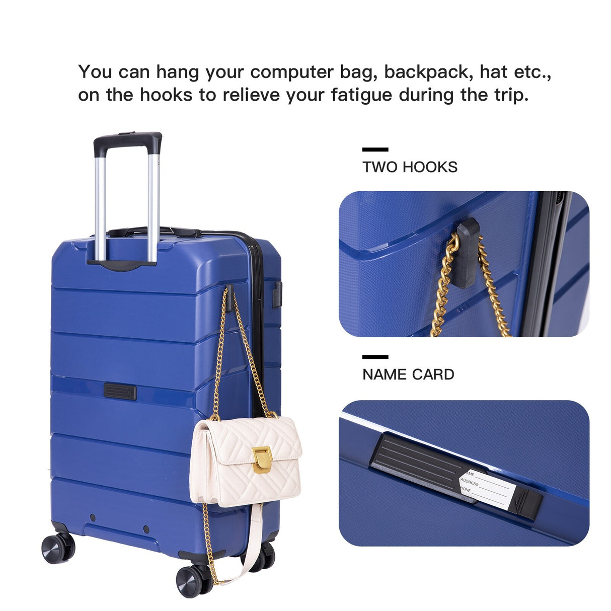Hardshell Suitcase Spinner Wheels PP Luggage Sets Lightweight Durable Suitcase with TSA Lock,3-Piece Set (20/24/28)