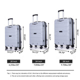 Hardshell Suitcase Spinner Wheels PP Luggage Sets Lightweight Durable Suitcase with TSA Lock,3-Piece Set (20/24/28)