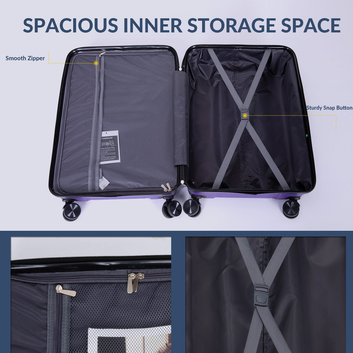 Hardshell Suitcase Spinner Wheels PP Luggage Sets Lightweight Durable Suitcase with TSA Lock,3-Piece Set (20/24/28)
