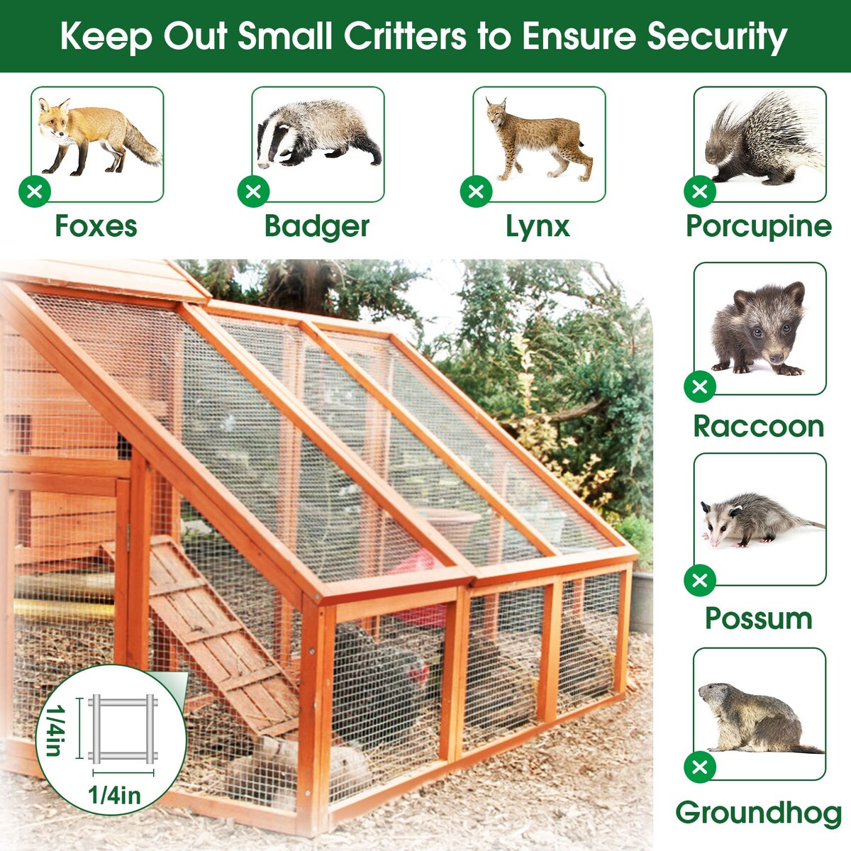 Hardware Cloth 1/4 Inch 23 Gauge, Square Chicken Wire Fencing Mesh Roll, Chicken Coop Wire Fence Raised Poultry Netting Cage