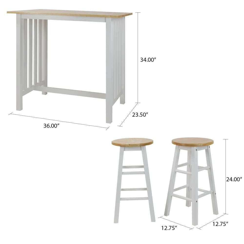 Hardwood Top 3-piece Pub Style Breakfast Set