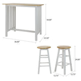 Hardwood Top 3-piece Pub Style Breakfast Set