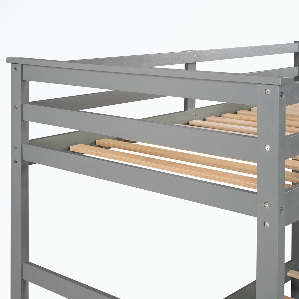 Hardwood Twin Over Twin Bunk Bed with Trundle and Staircase