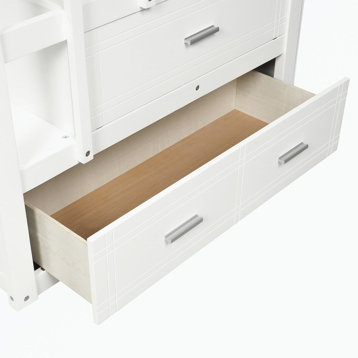 Hardwood Twin Over Twin Bunk Bed with Trundle and Staircase