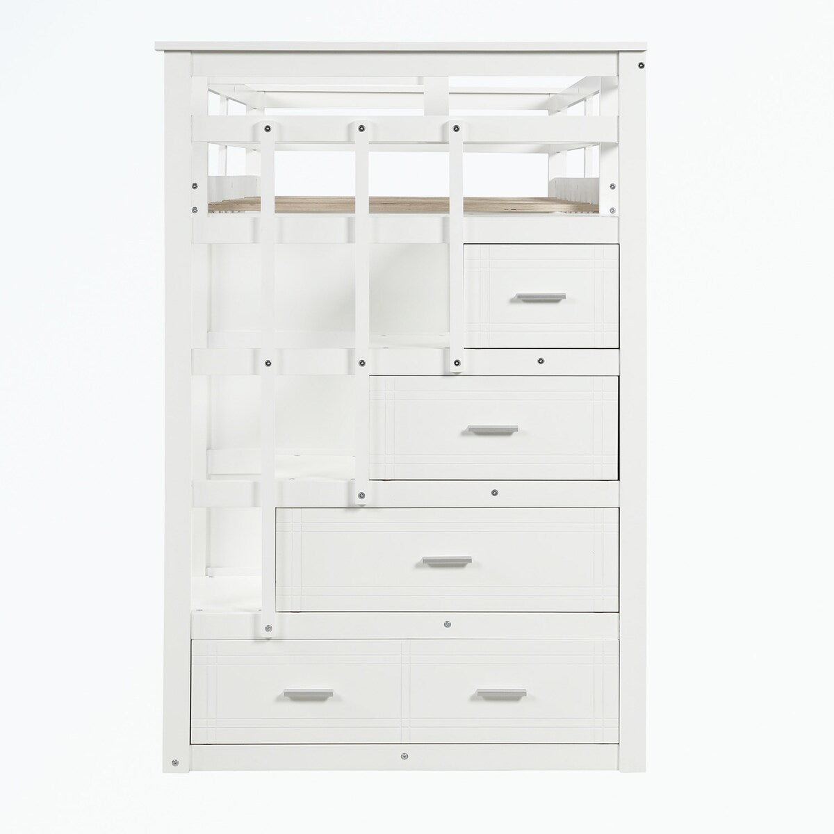 Hardwood Twin Over Twin Bunk Bed with Trundle and Staircase