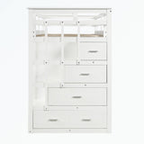 Hardwood Twin Over Twin Bunk Bed with Trundle and Staircase