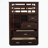 Hardwood Twin Over Twin Bunk Bed with Trundle and Staircase