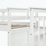Hardwood Twin Over Twin Bunk Bed with Trundle and Staircase