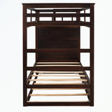 Hardwood Twin Over Twin Bunk Bed with Trundle and Staircase