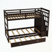 Hardwood Twin Over Twin Bunk Bed with Trundle and Staircase