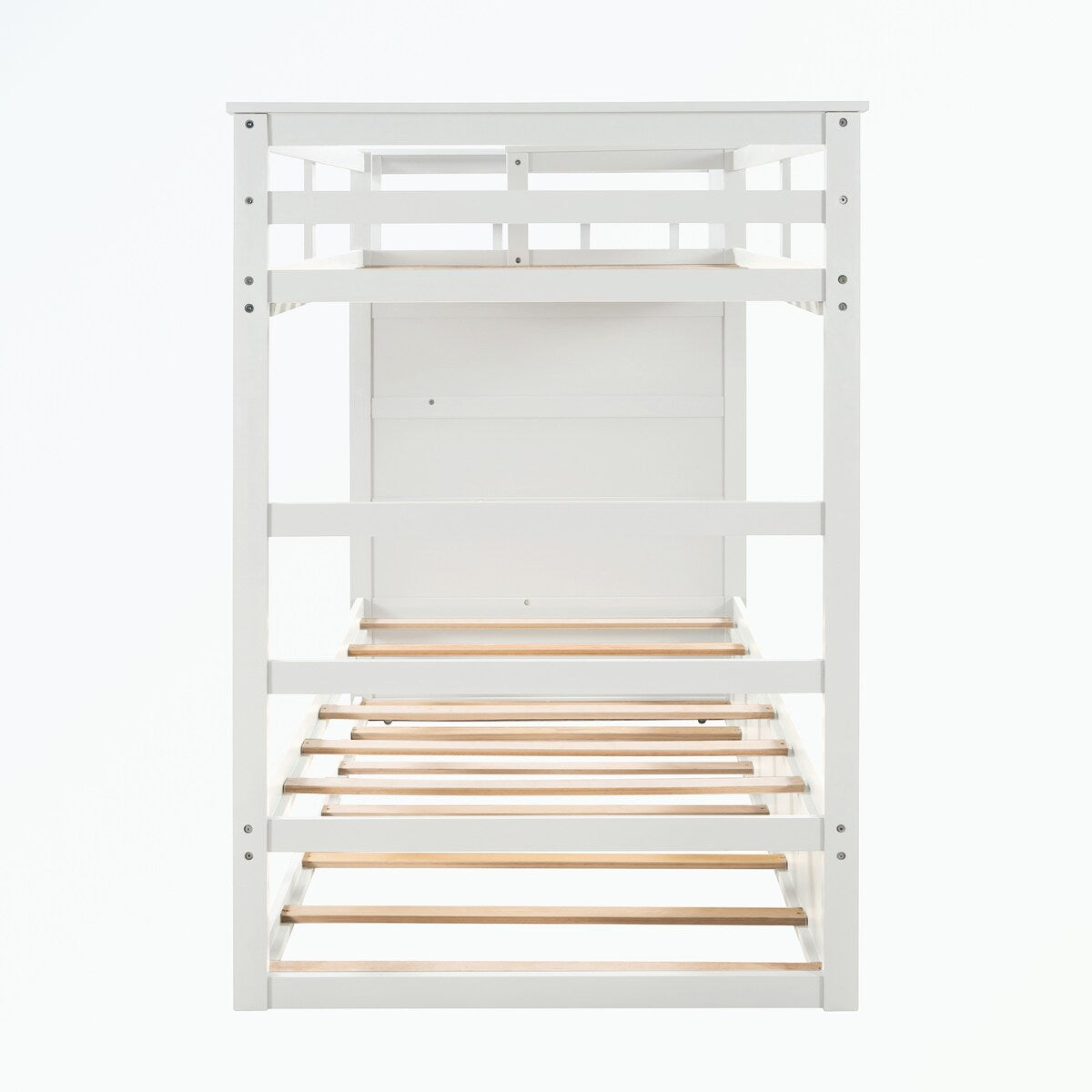 Hardwood Twin Over Twin Bunk Bed with Trundle and Staircase